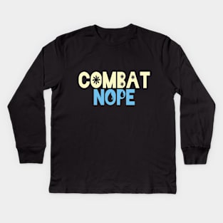 White-Blue Nope Combat Kids Long Sleeve T-Shirt